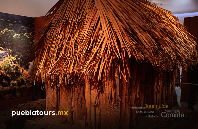 Vivienda tradicional de palma (reconstrucción) en el museo de sitio